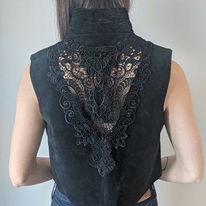 Leather and lace vest